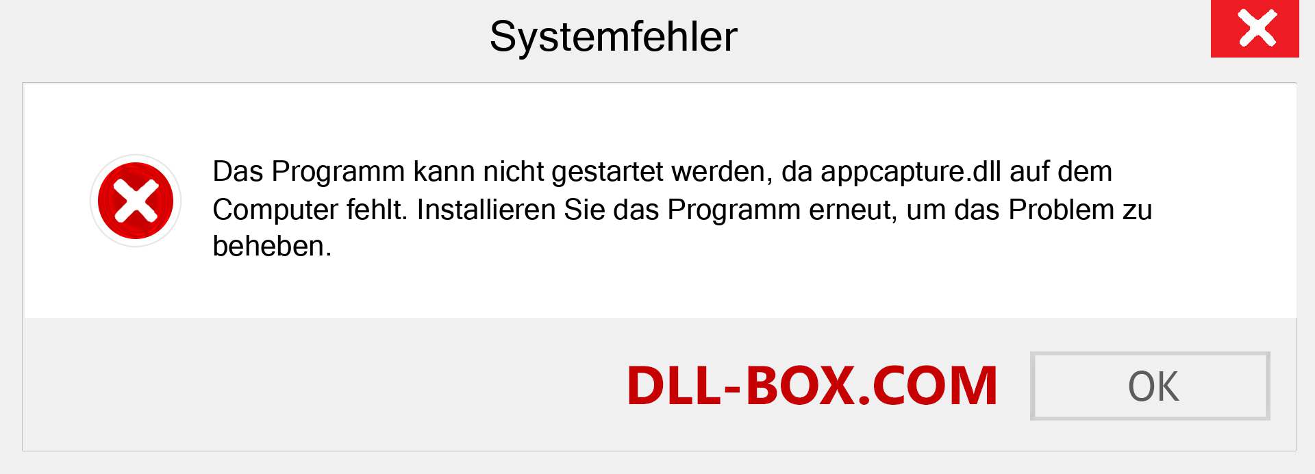 appcapture.dll-Datei fehlt?. Download für Windows 7, 8, 10 - Fix appcapture dll Missing Error unter Windows, Fotos, Bildern