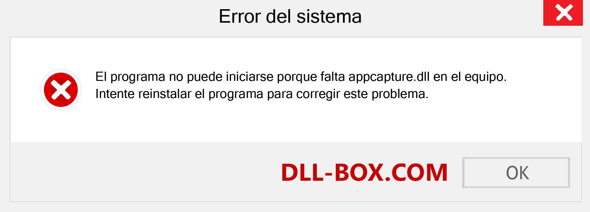 ¿Falta el archivo appcapture.dll ?. Descargar para Windows 7, 8, 10 - Corregir appcapture dll Missing Error en Windows, fotos, imágenes